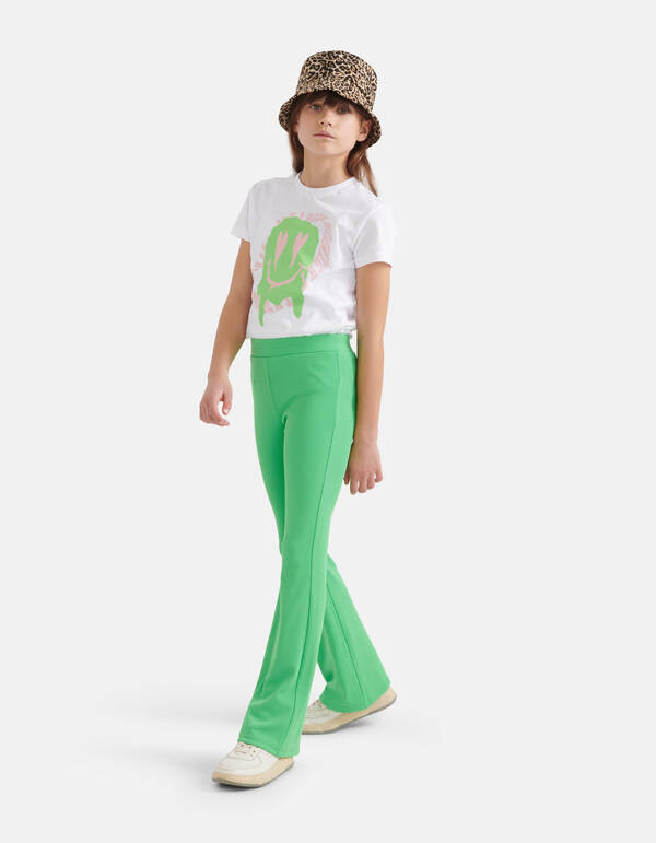 Rib Flared Legging Groen SHOEBY GIRLS