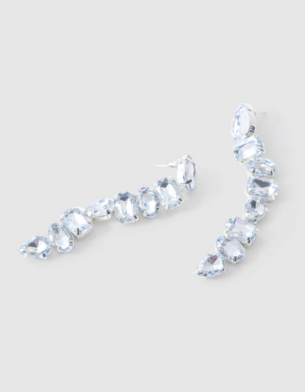 Statement Strass Oorbellen Zilver SHOEBY ACCESSOIRES