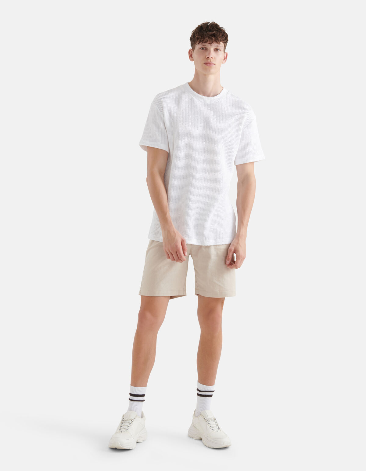 Seersucker T-shirt Wit SHOEBY MEN