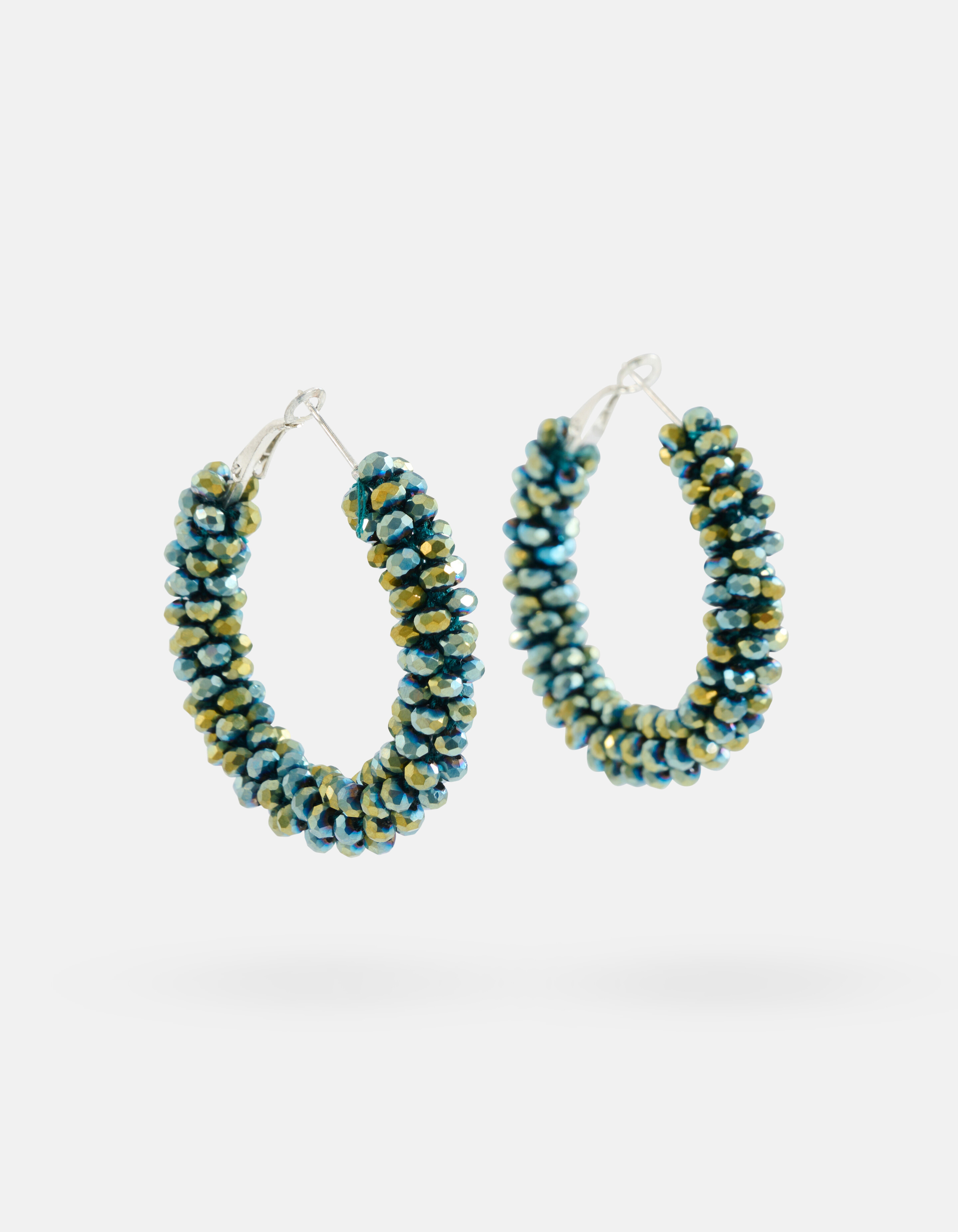 Beaded Hoops Oorbellen Donkergroen SHOEBY ACCESSOIRES
