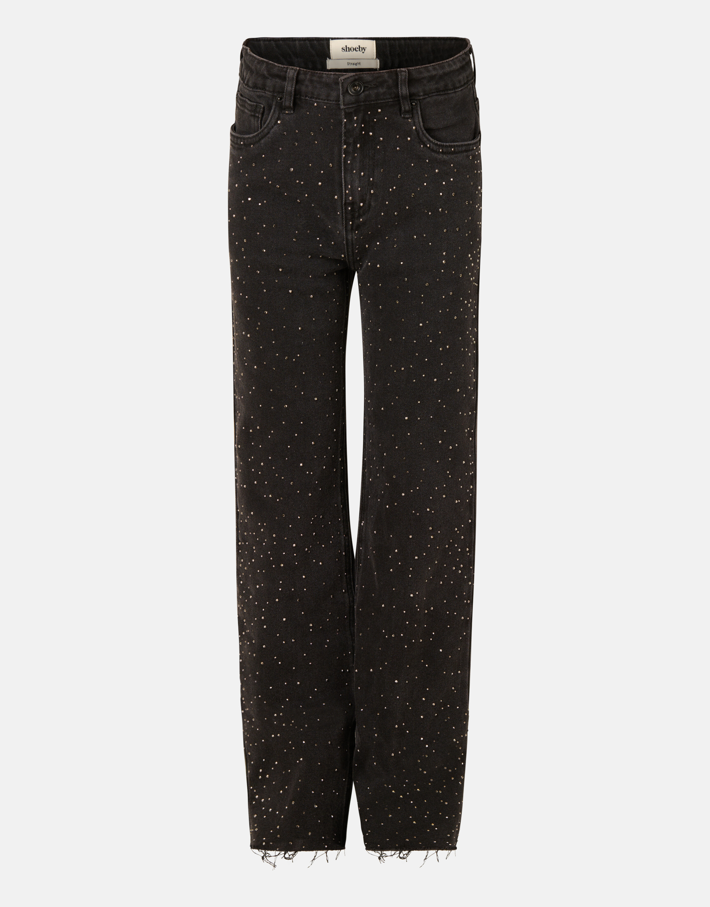 Geniet herinneringen verkrachting Strass Straight Denim Jeans Zwart | Shoeby