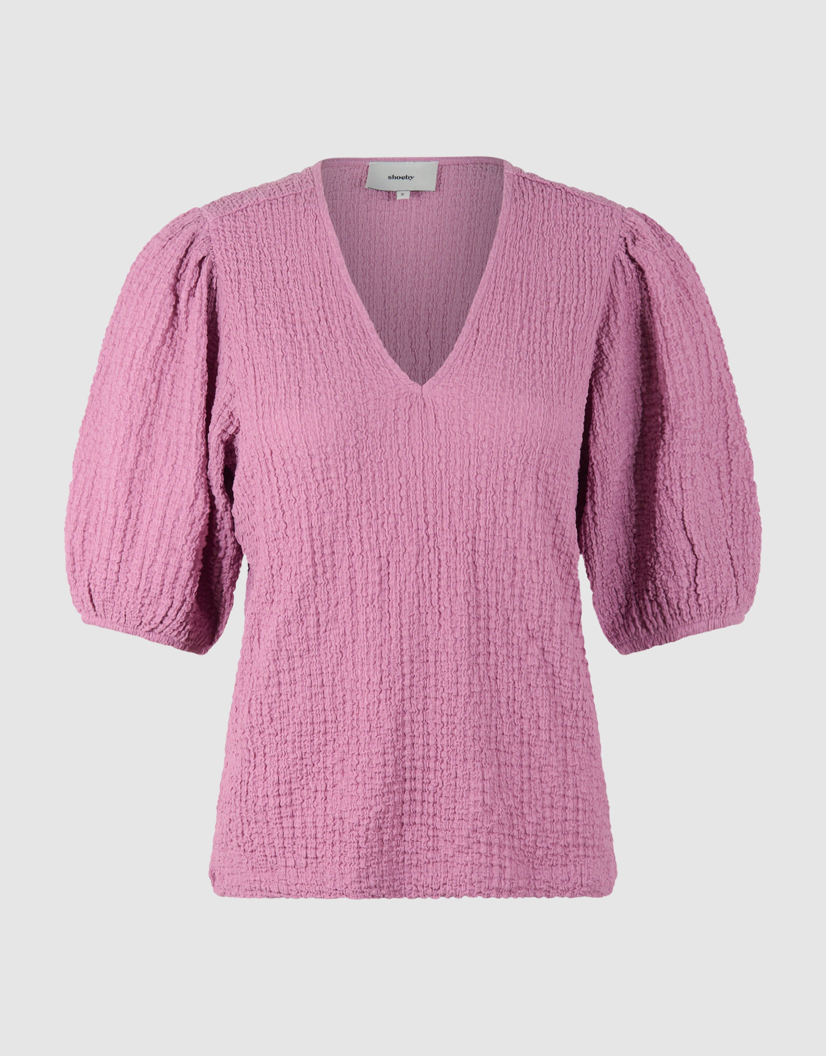 Crinkle V-Hals Top Roze SHOEBY WOMEN