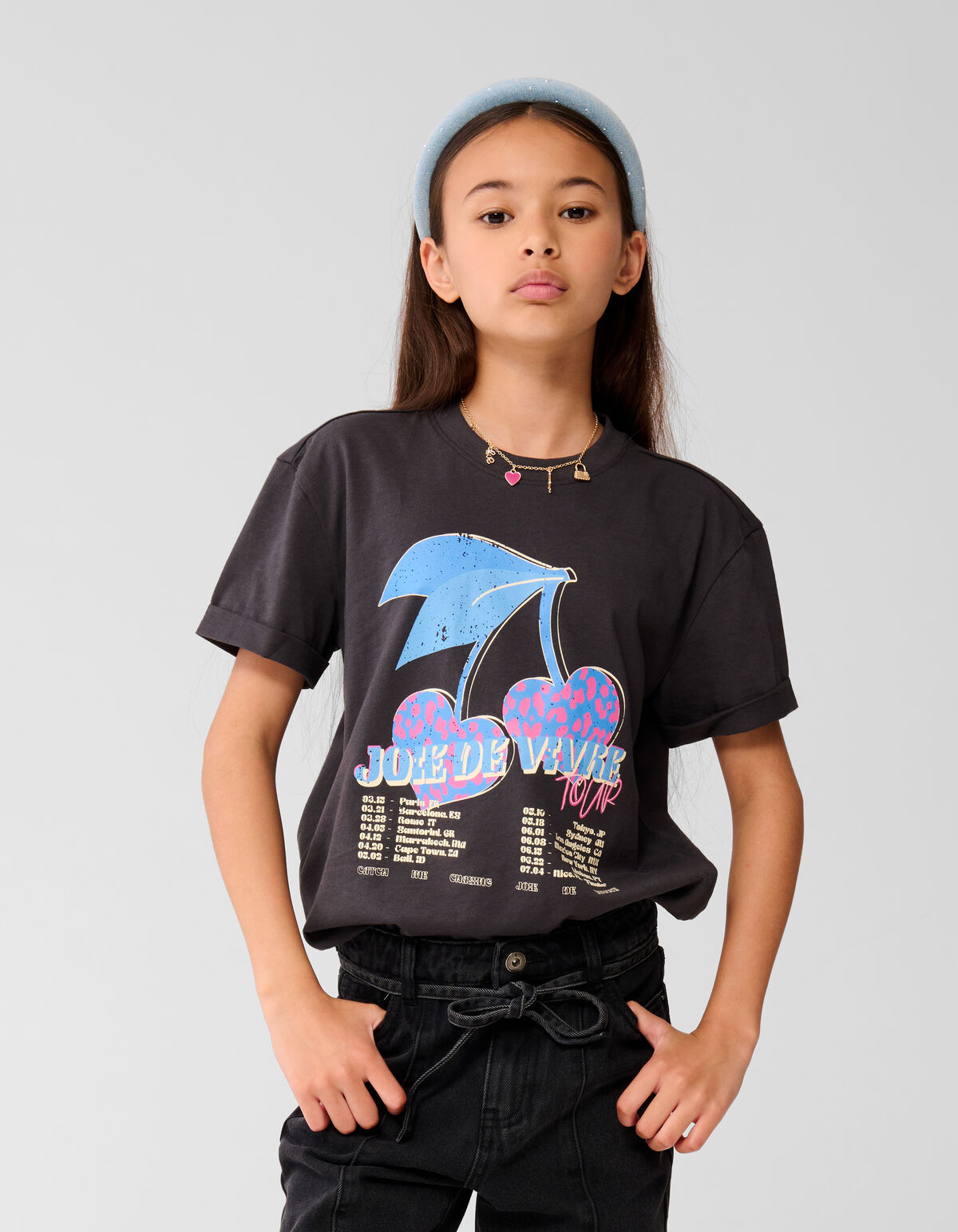 Vivre Artwork T-shirt Donkergrijs SHOEBY GIRLS
