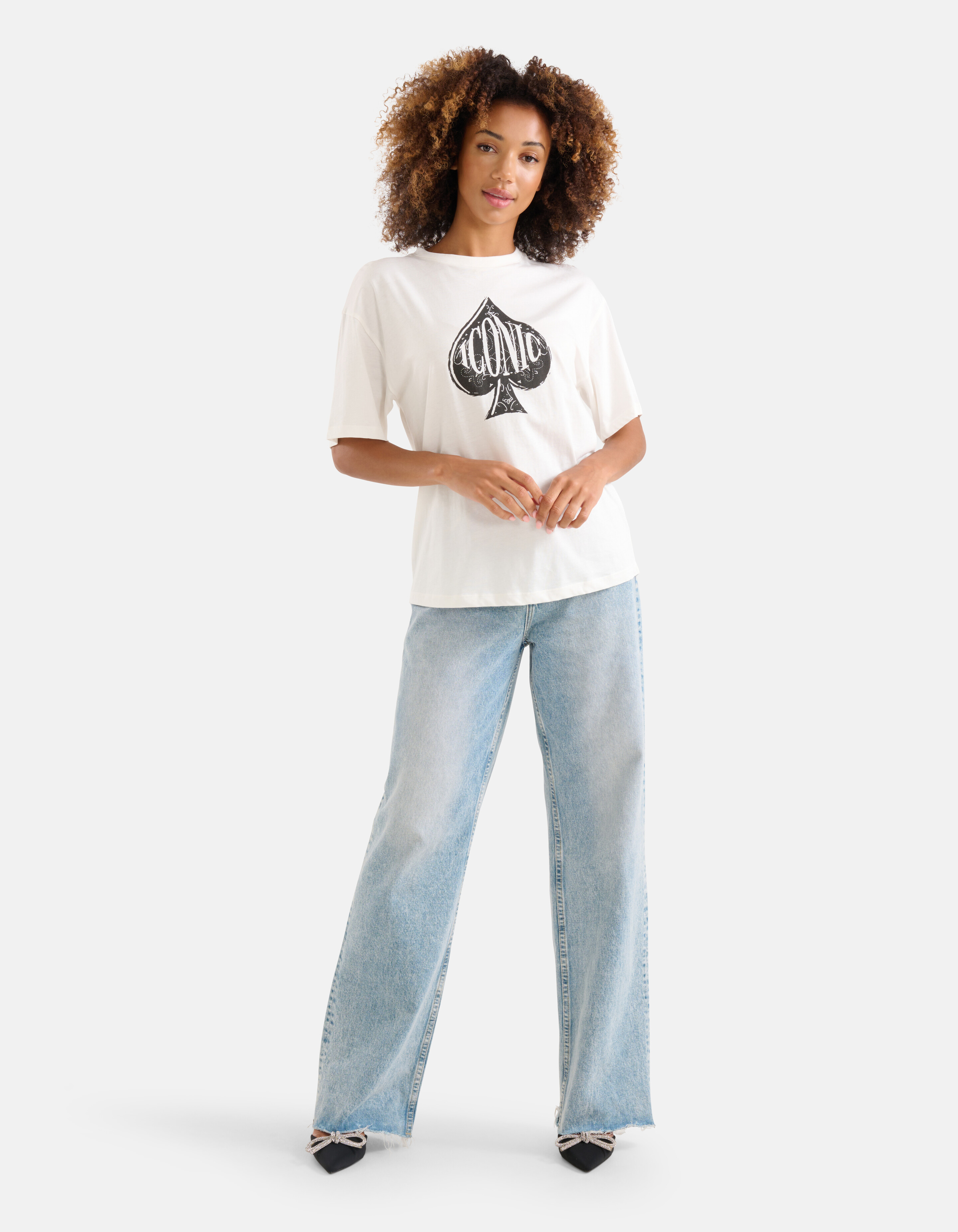 Artwork T-shirt Gebroken Wit SHOEBY WOMEN