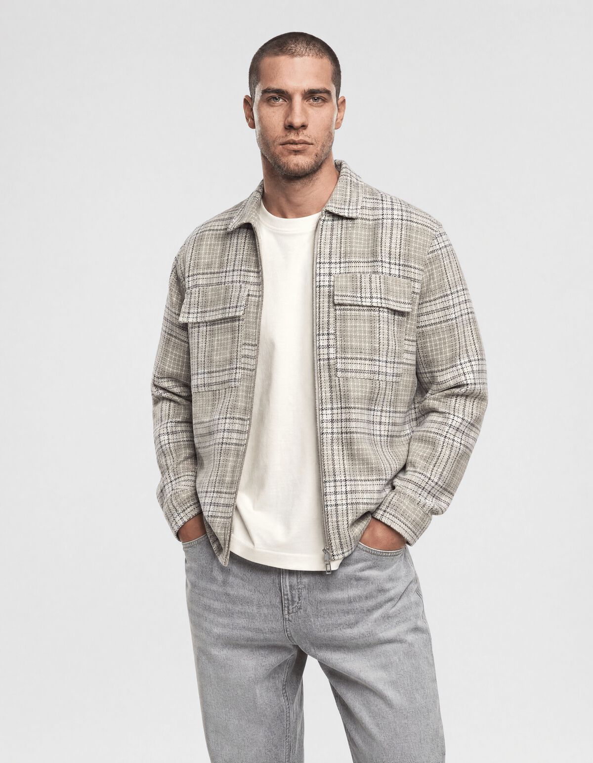 Relaxed Fit Check Overshirt Lichtgroen SHOEBY MEN