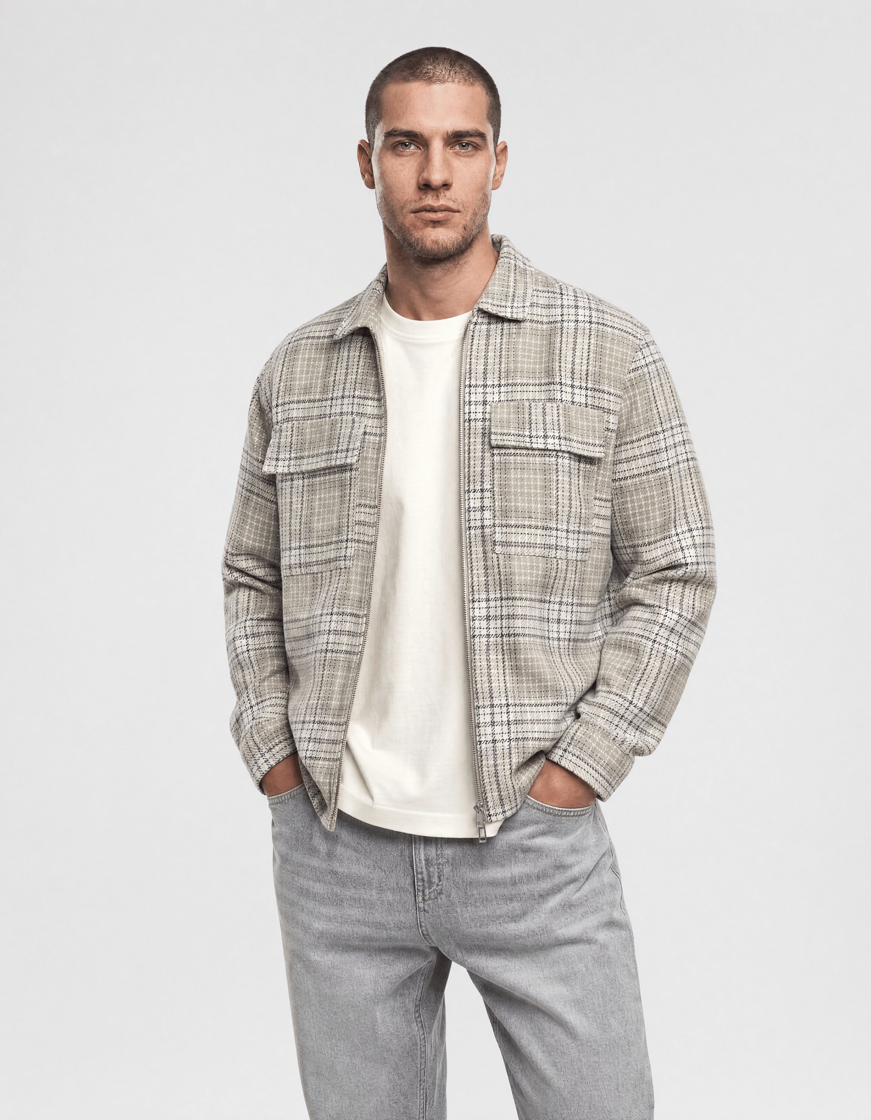 Relaxed Fit Check Overshirt Lichtgroen SHOEBY MEN