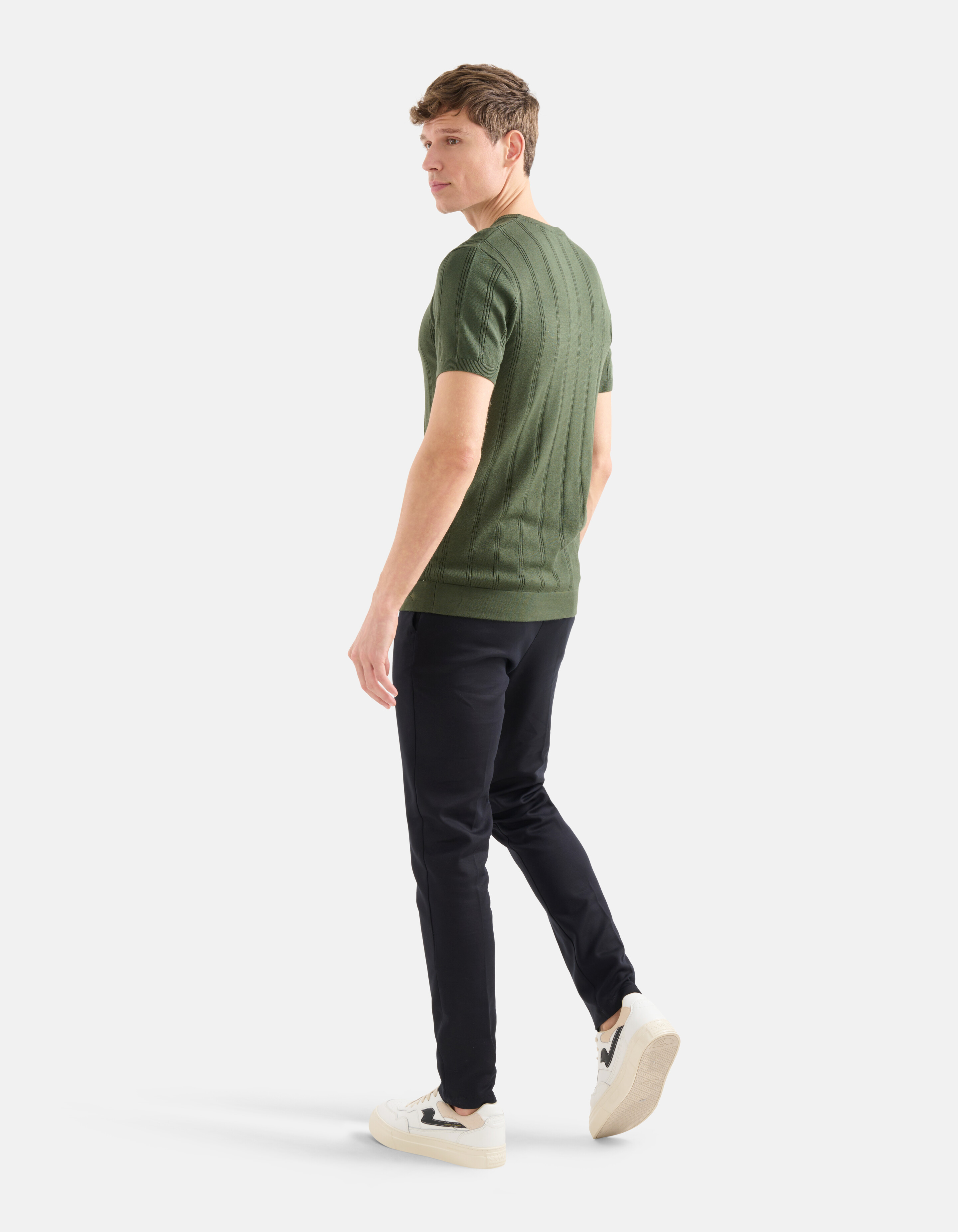 Gebreid T-shirt Donkergroen SHOEBY MEN