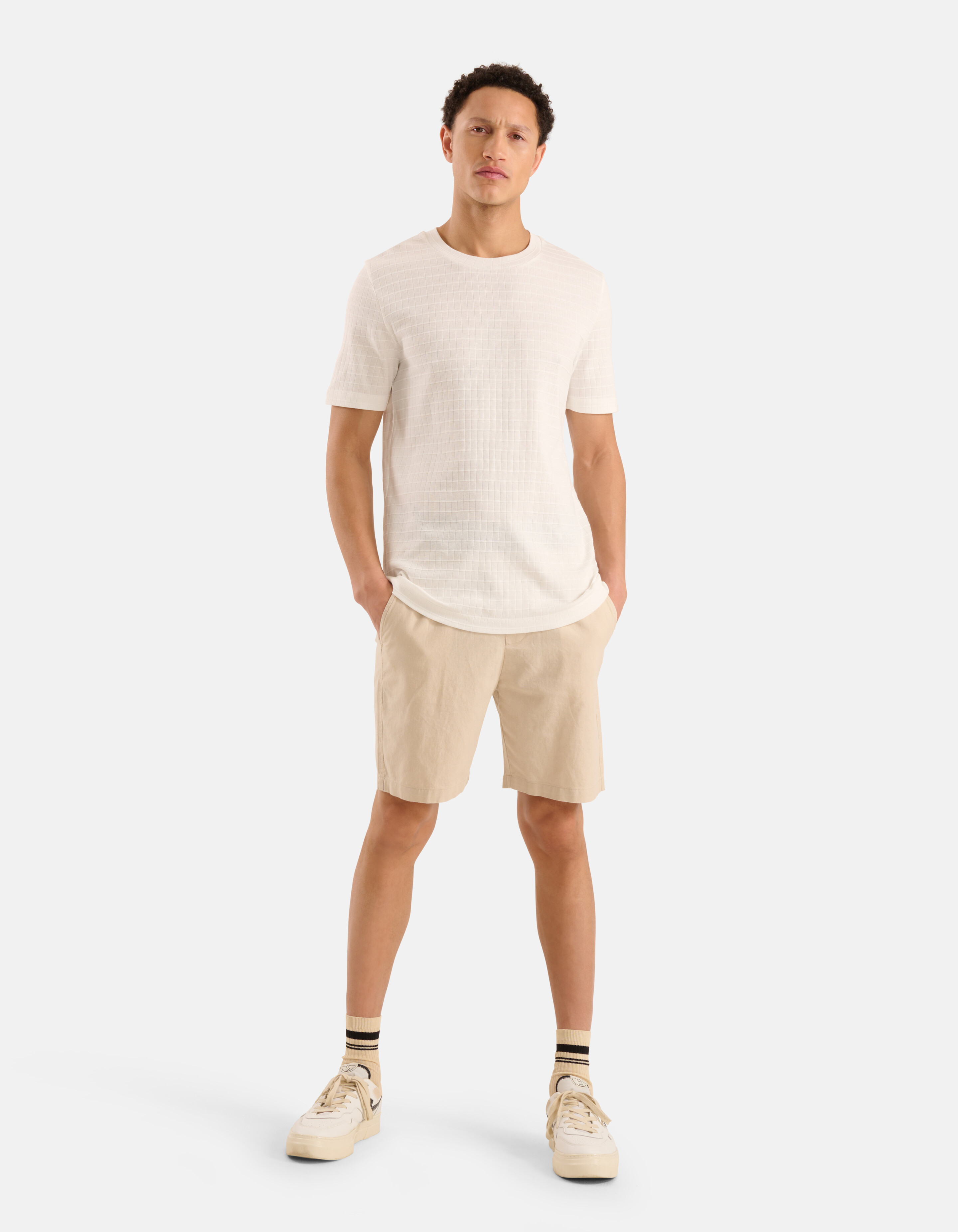 Structuur T-shirt Wit SHOEBY MEN