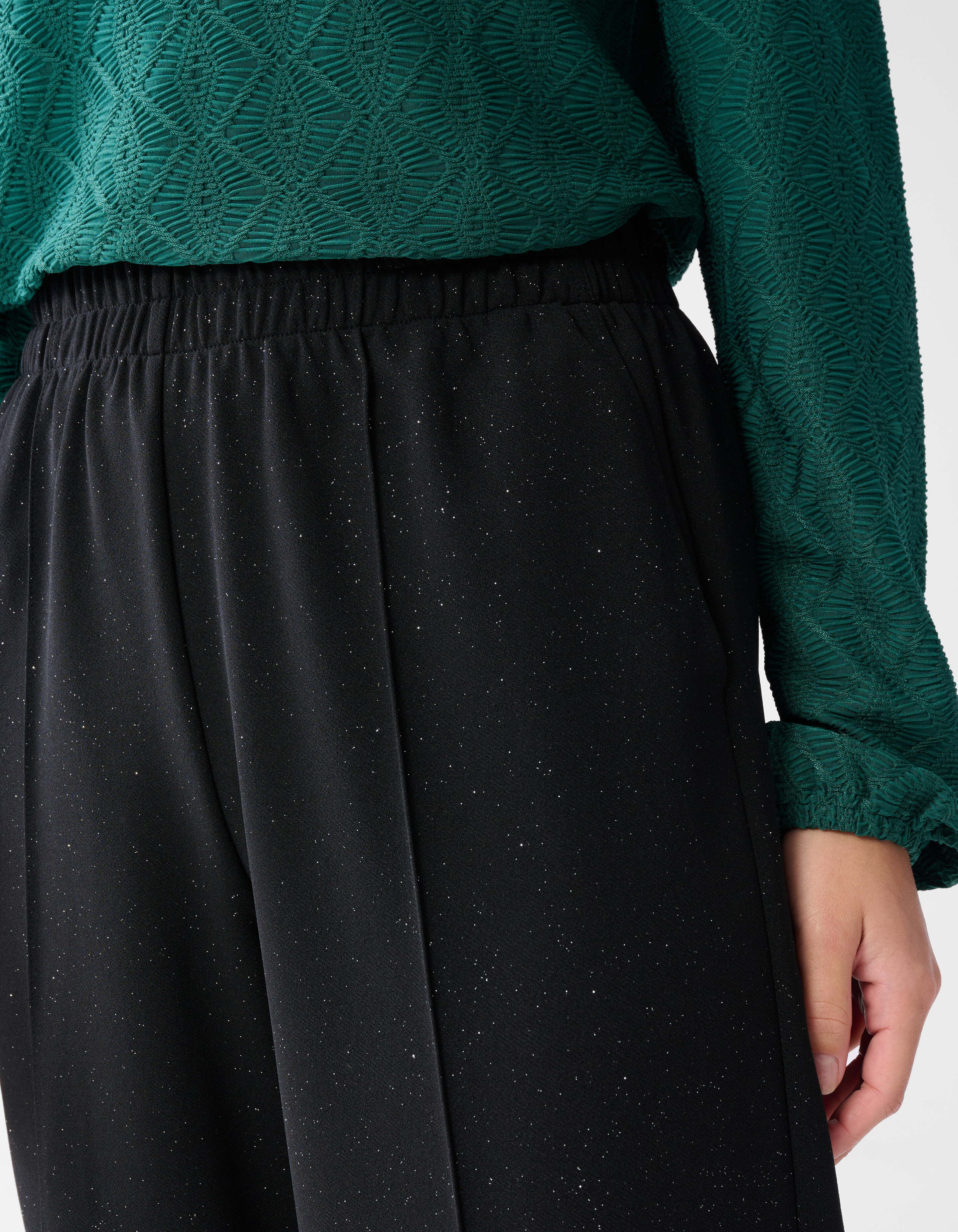 Glitter Wide Leg Broek Zwart SHOEBY WOMEN