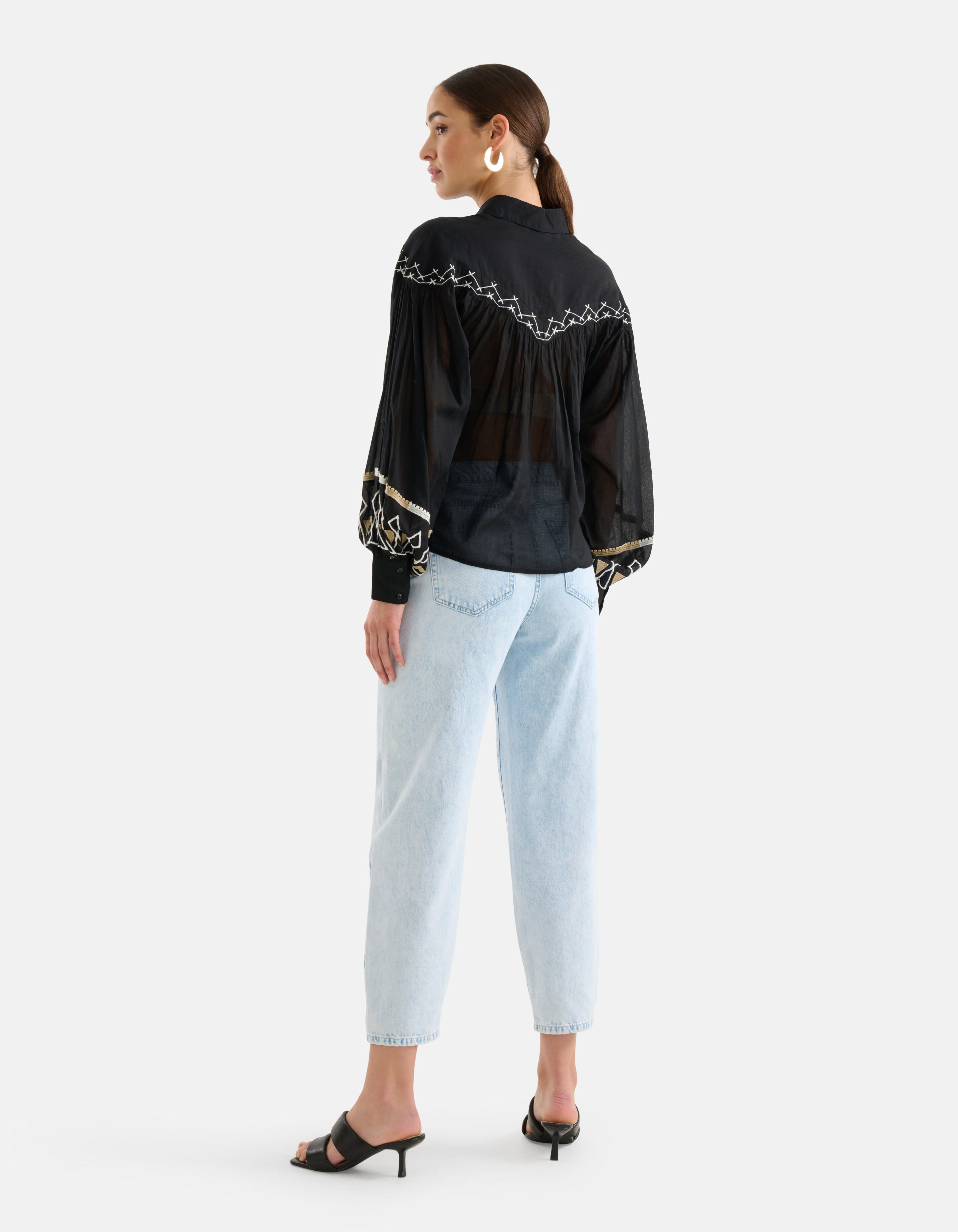Embroidery Blouse Zwart SHOEBY WOMEN