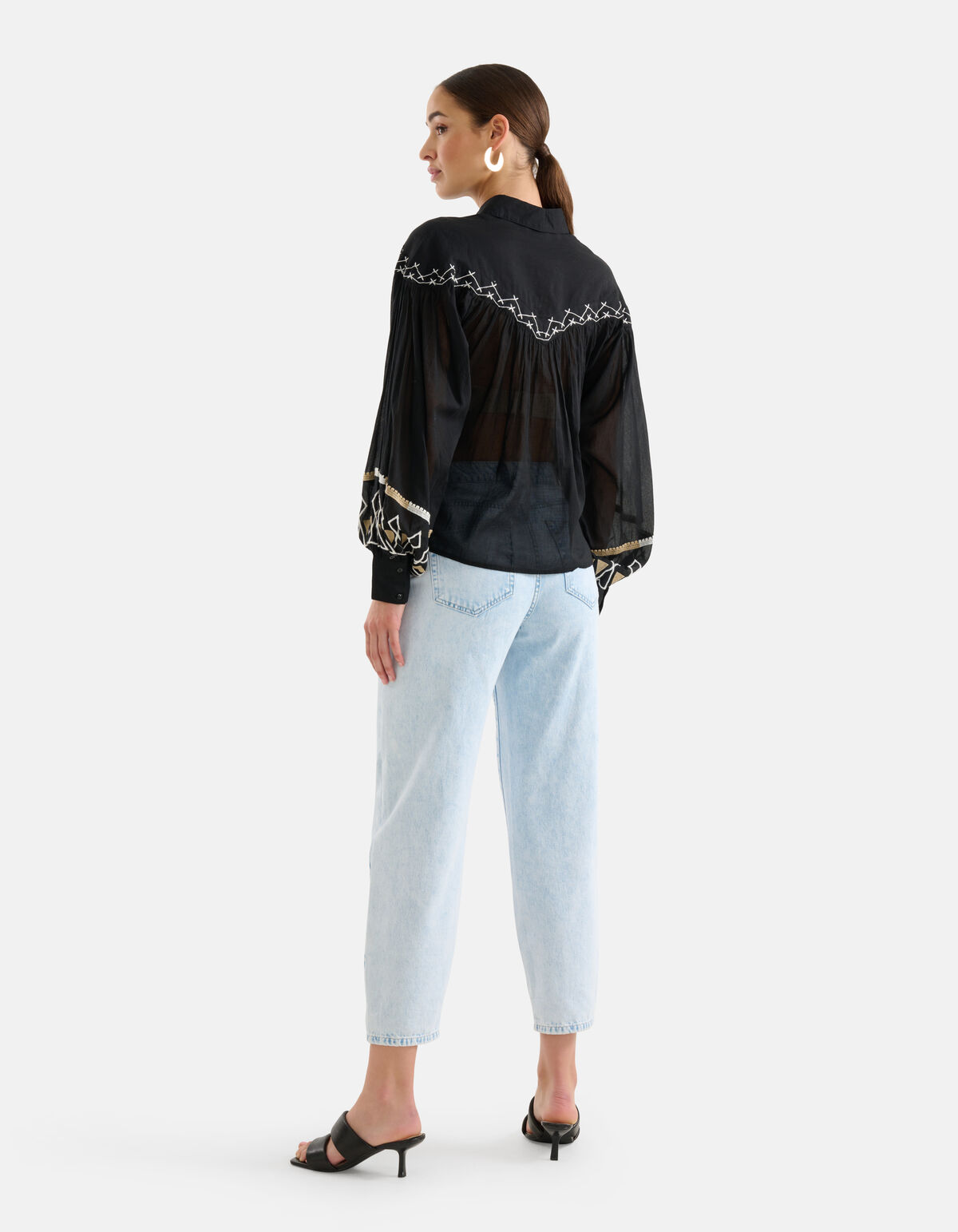 Embroidery Blouse Zwart SHOEBY WOMEN