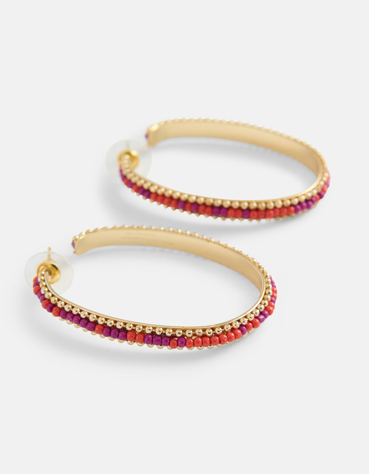 Ovale Beaded Hoops Oorbellen Rood SHOEBY ACCESSOIRES