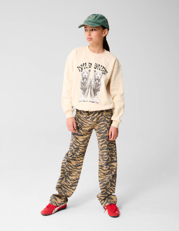 Tijger Artwork Sweater Gebroken Wit SHOEBY GIRLS