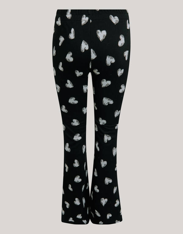 Heart Printed Flared Legging Zwart SHOEBY GIRLS