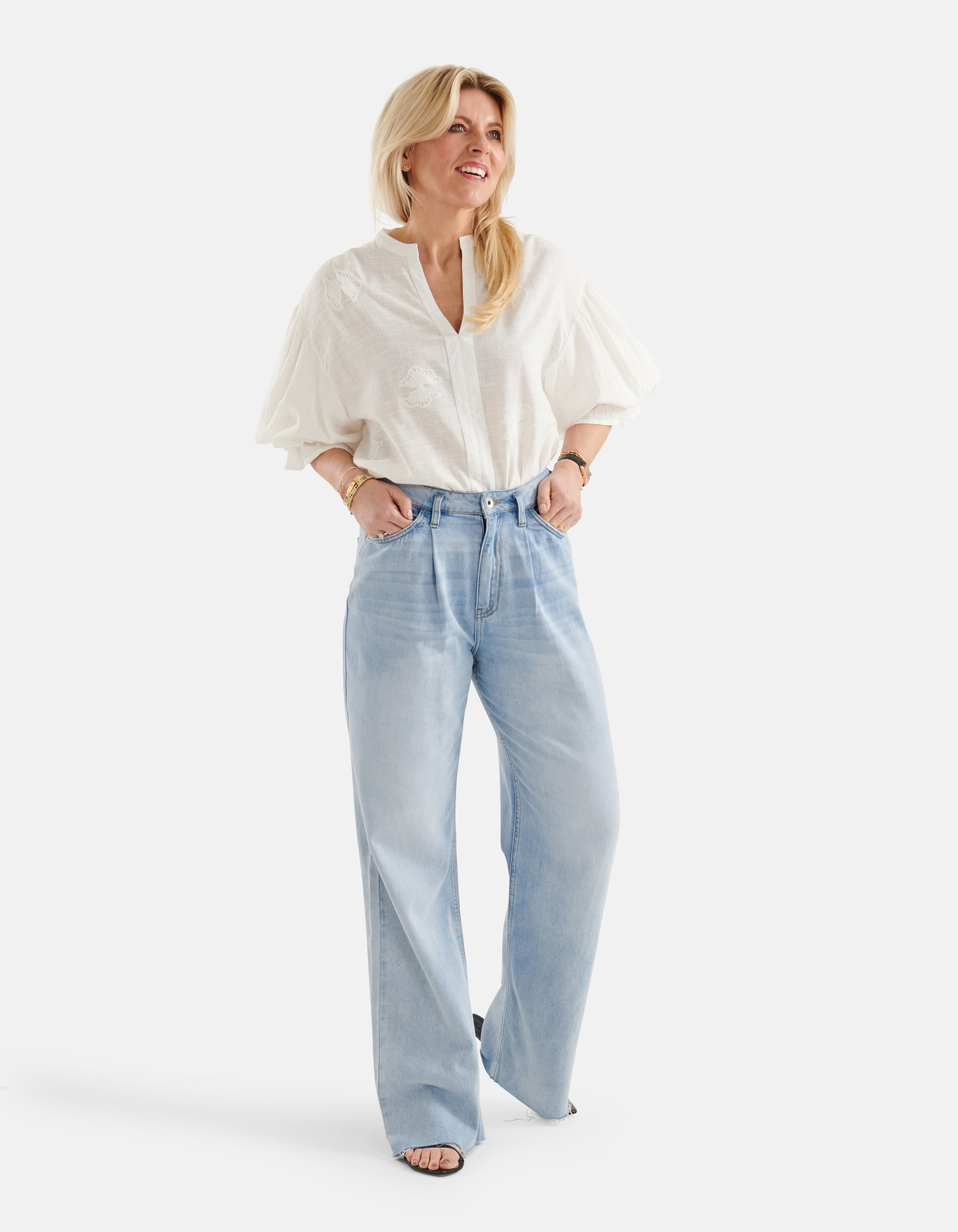 Wide Leg Jeans Blauw L32 SHOEBY WOMEN