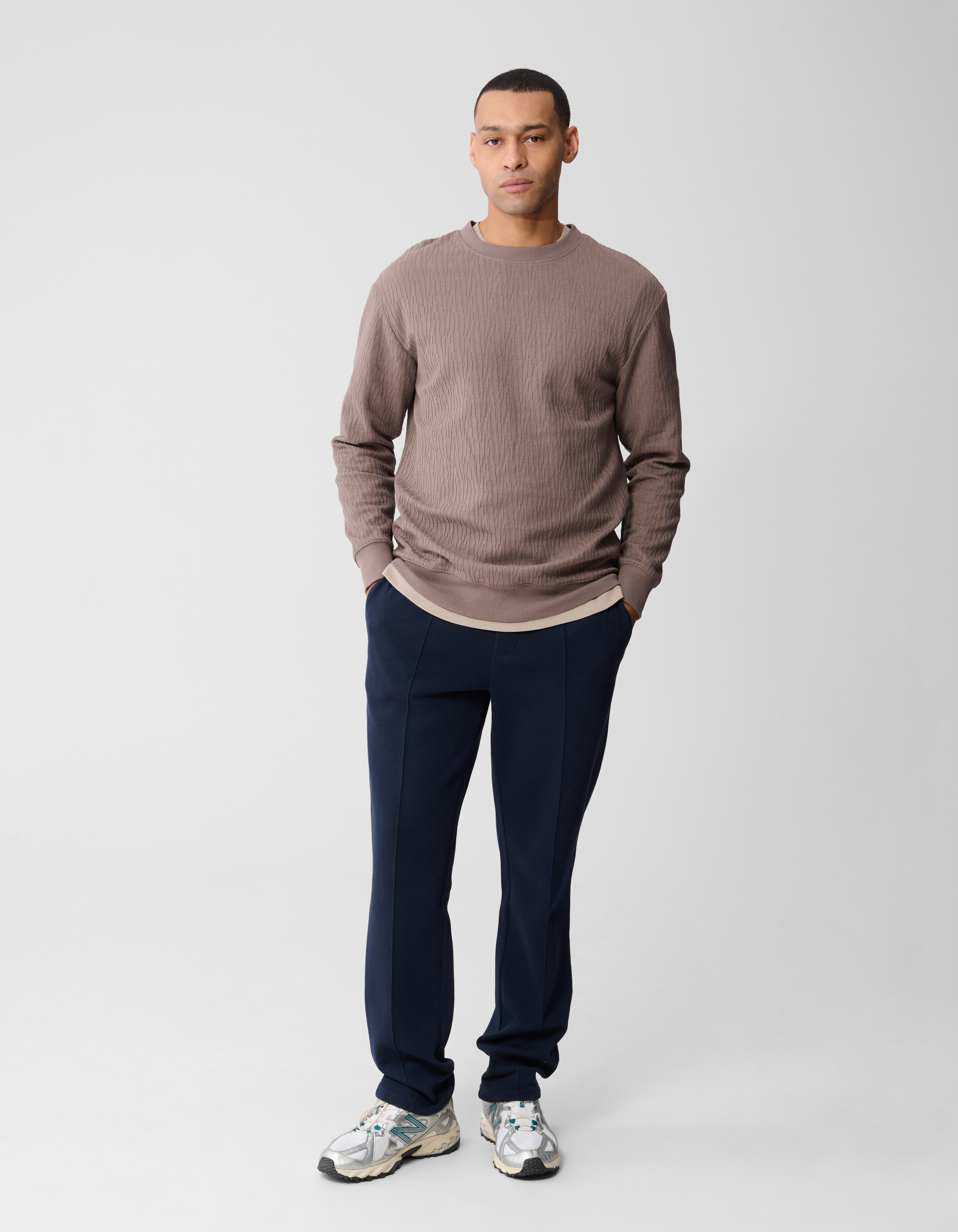 Structuur Sweater Lichtbruin SHOEBY MEN