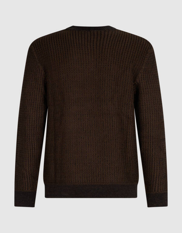 Waffle Crewneck Trui Donkerbruin SHOEBY MEN