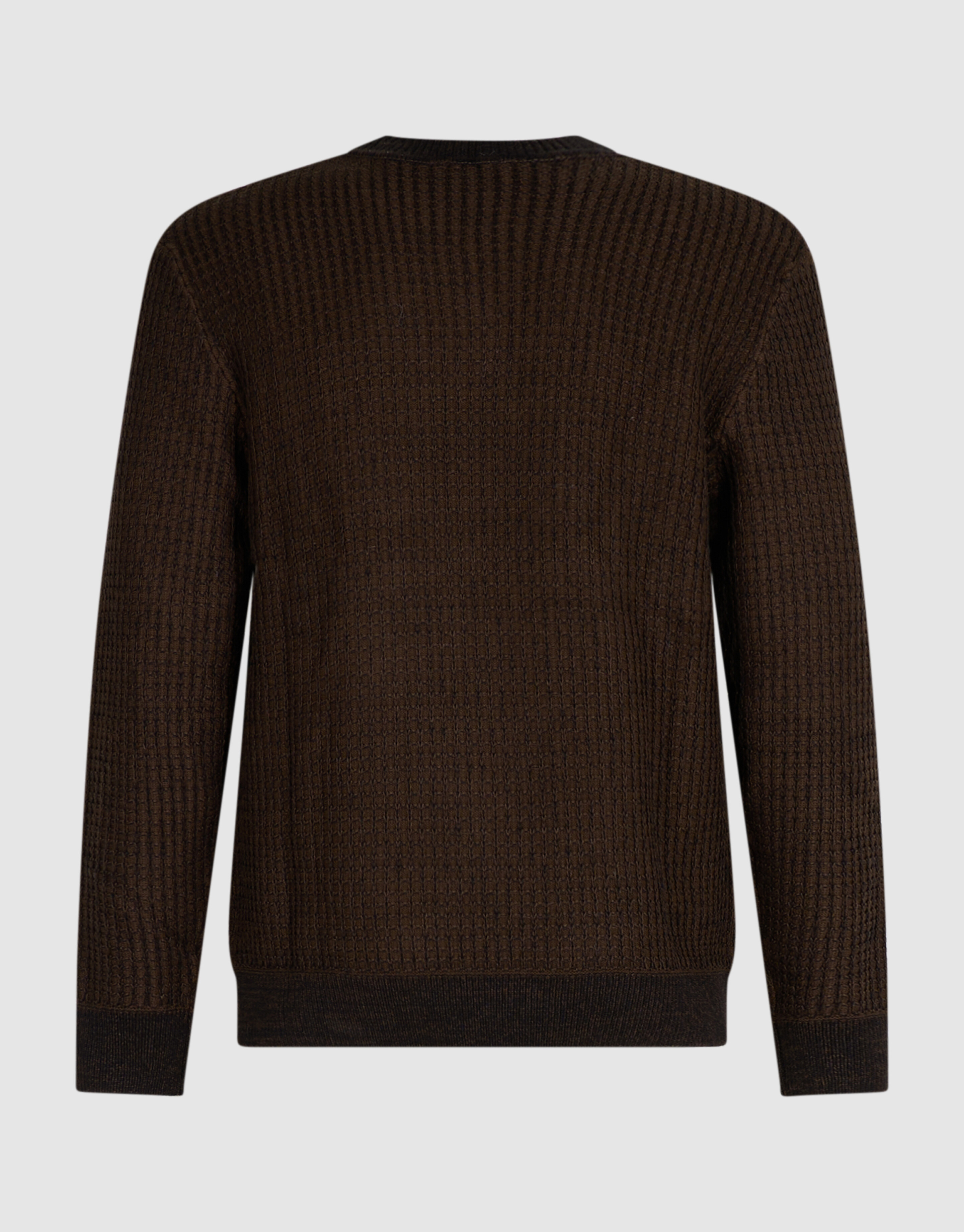 Waffle Crewneck Trui Donkerbruin SHOEBY MEN