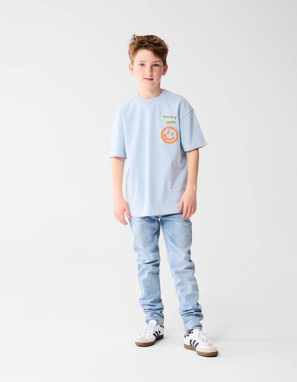 Smiley Artwork T-shirt Lichtblauw SHOEBY BOYS