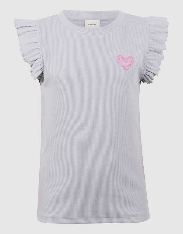 Ruffle Heart Top Lichtgrijs SHOEBY GIRLS