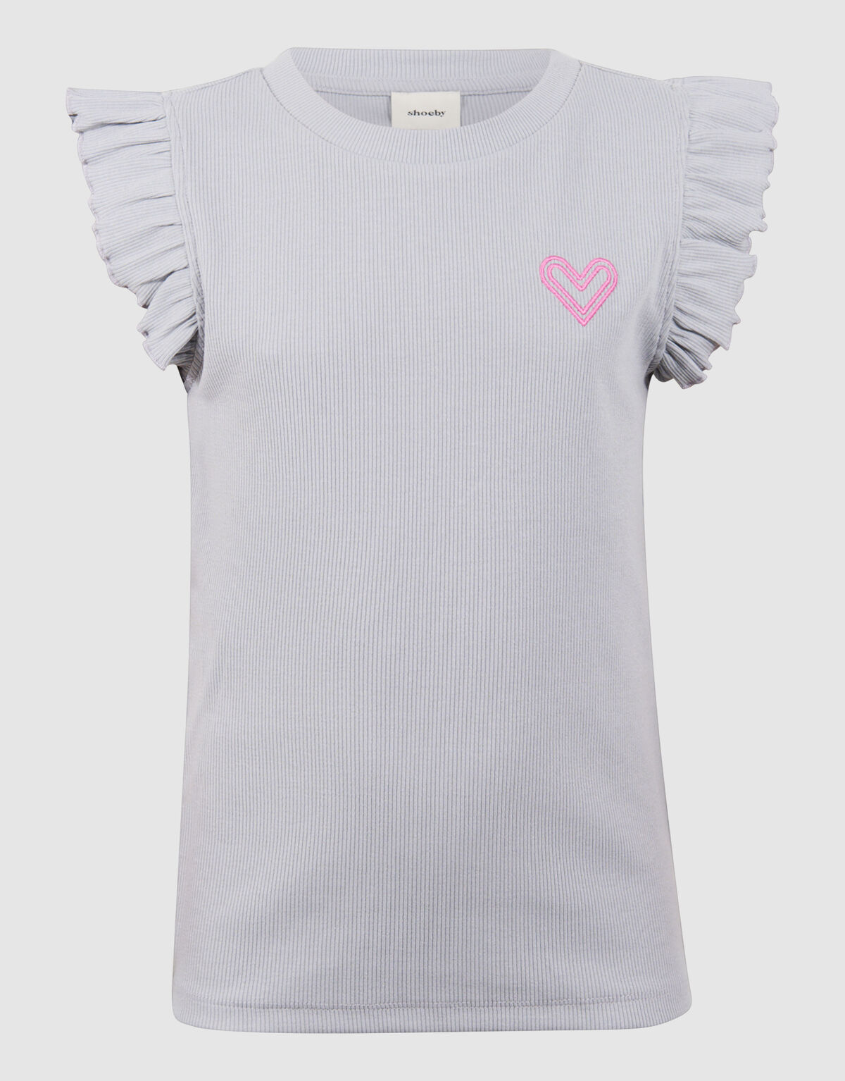 Ruffle Heart Top Lichtgrijs SHOEBY GIRLS