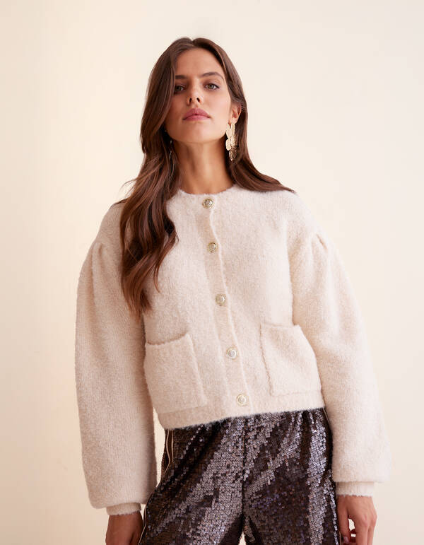 Teddy Knit Vest Gebroken Wit SHOEBY WOMEN