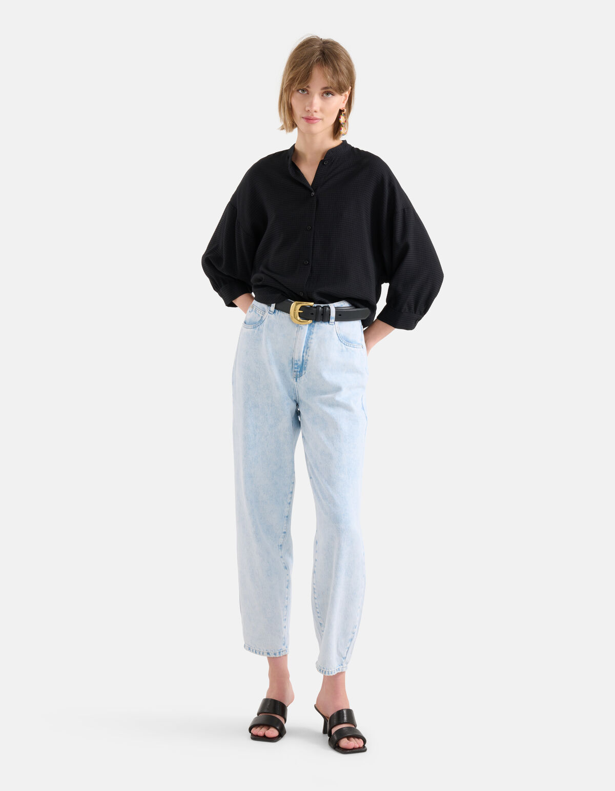 Relaxed Fit Blouse Zwart SHOEBY WOMEN