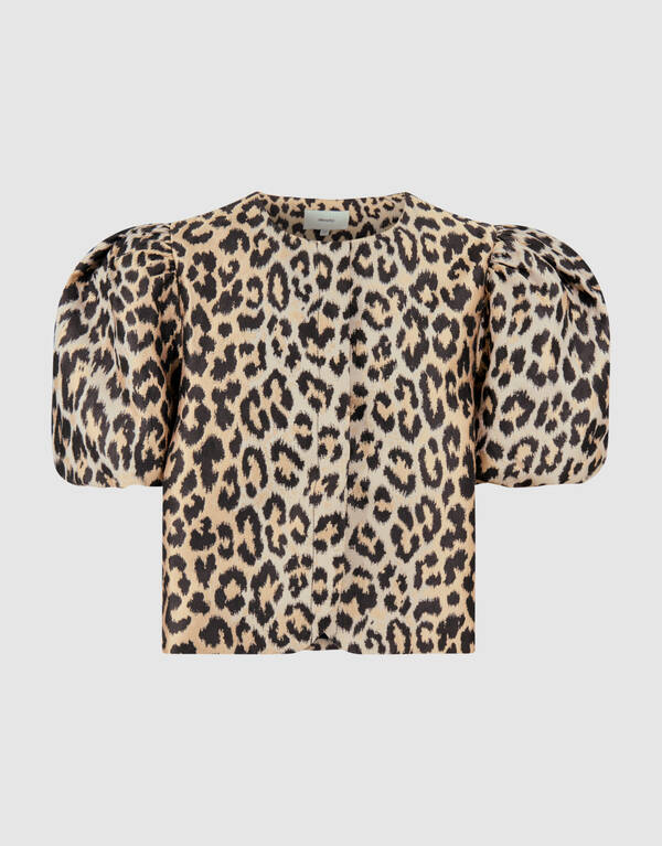 Leopard Pofmouwen Blazer Lichtbruin SHOEBY GIRLS