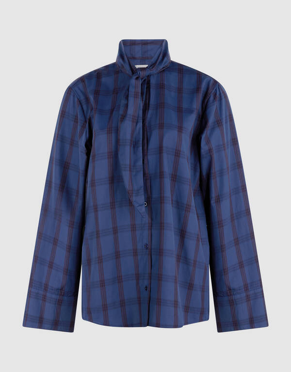 Oversized Fit Scarf Blouse Blauw SHOEBY WOMEN