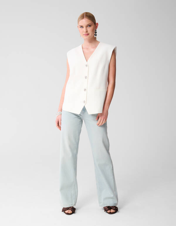 Oversized Gilet Gebroken Wit SHOEBY WOMEN