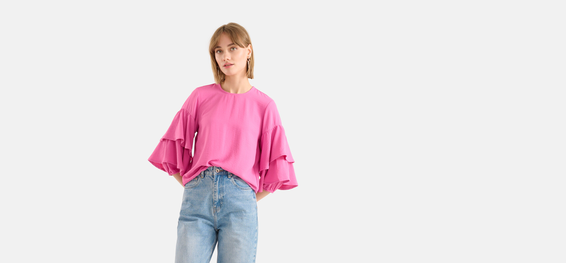 Ruffle Blouse Roze SHOEBY WOMEN