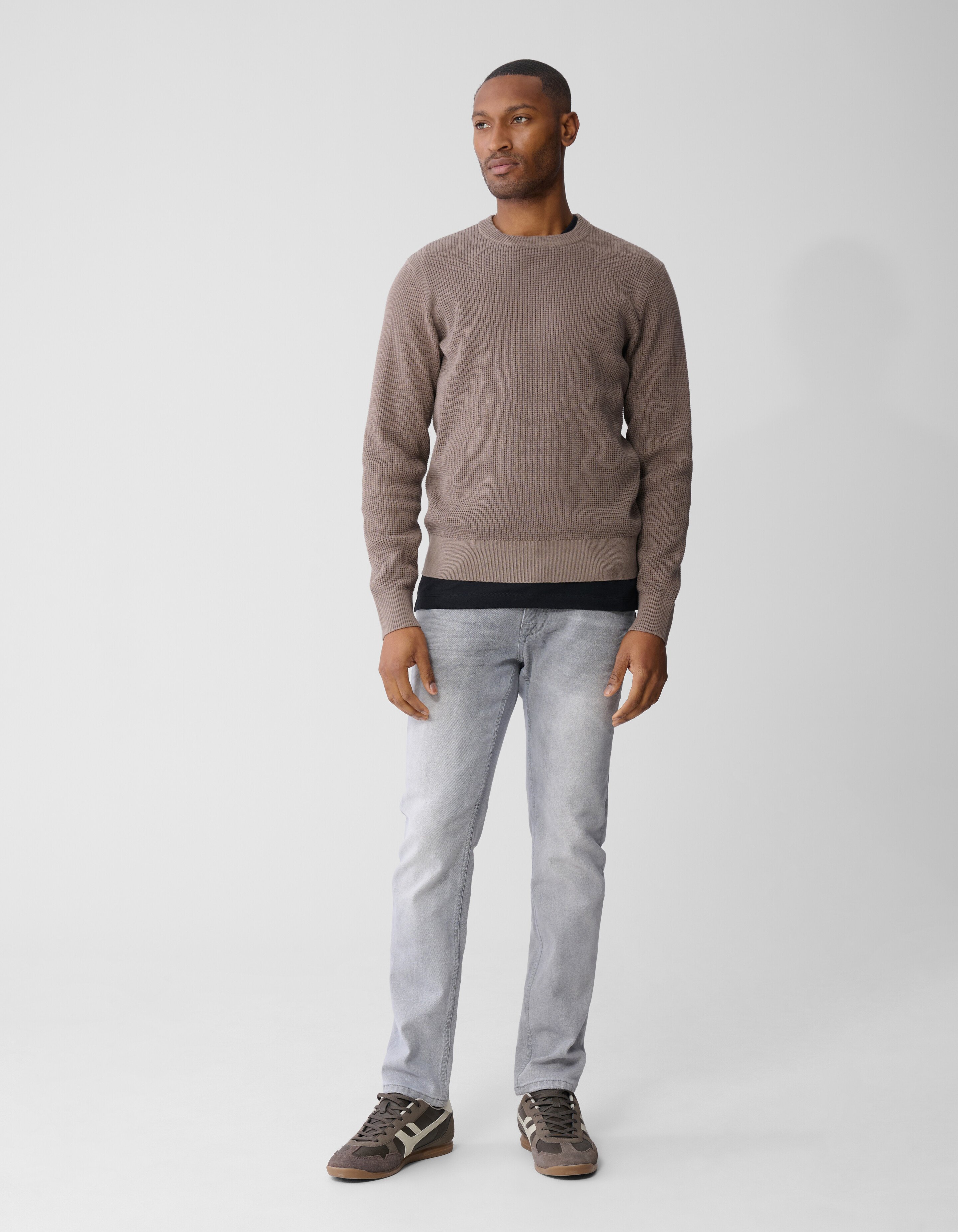 Gebreide Waffle Trui Taupe SHOEBY MEN