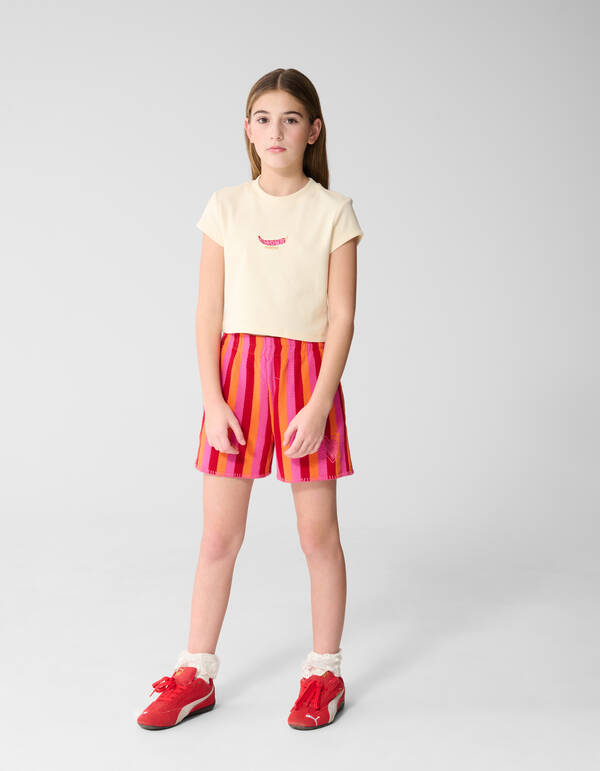 Rib Pepper Crop Top Gebroken Wit SHOEBY GIRLS