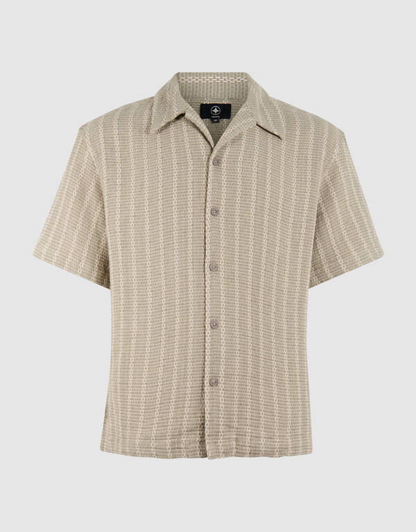 Geweven Stripe Overshirt Lichtgroen SHOEBY MEN