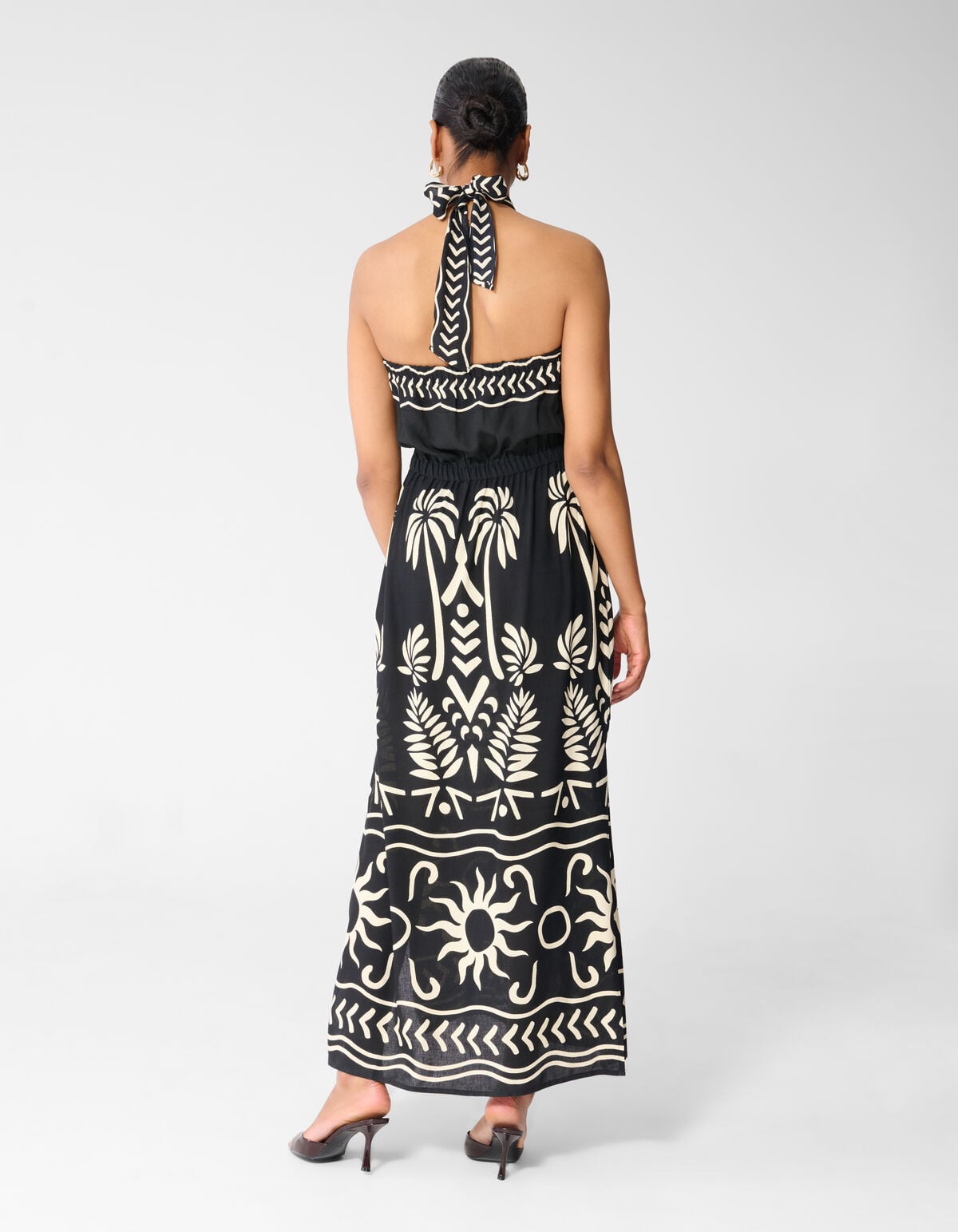 Printed Maxi Halter Jurk Zwart SHOEBY WOMEN