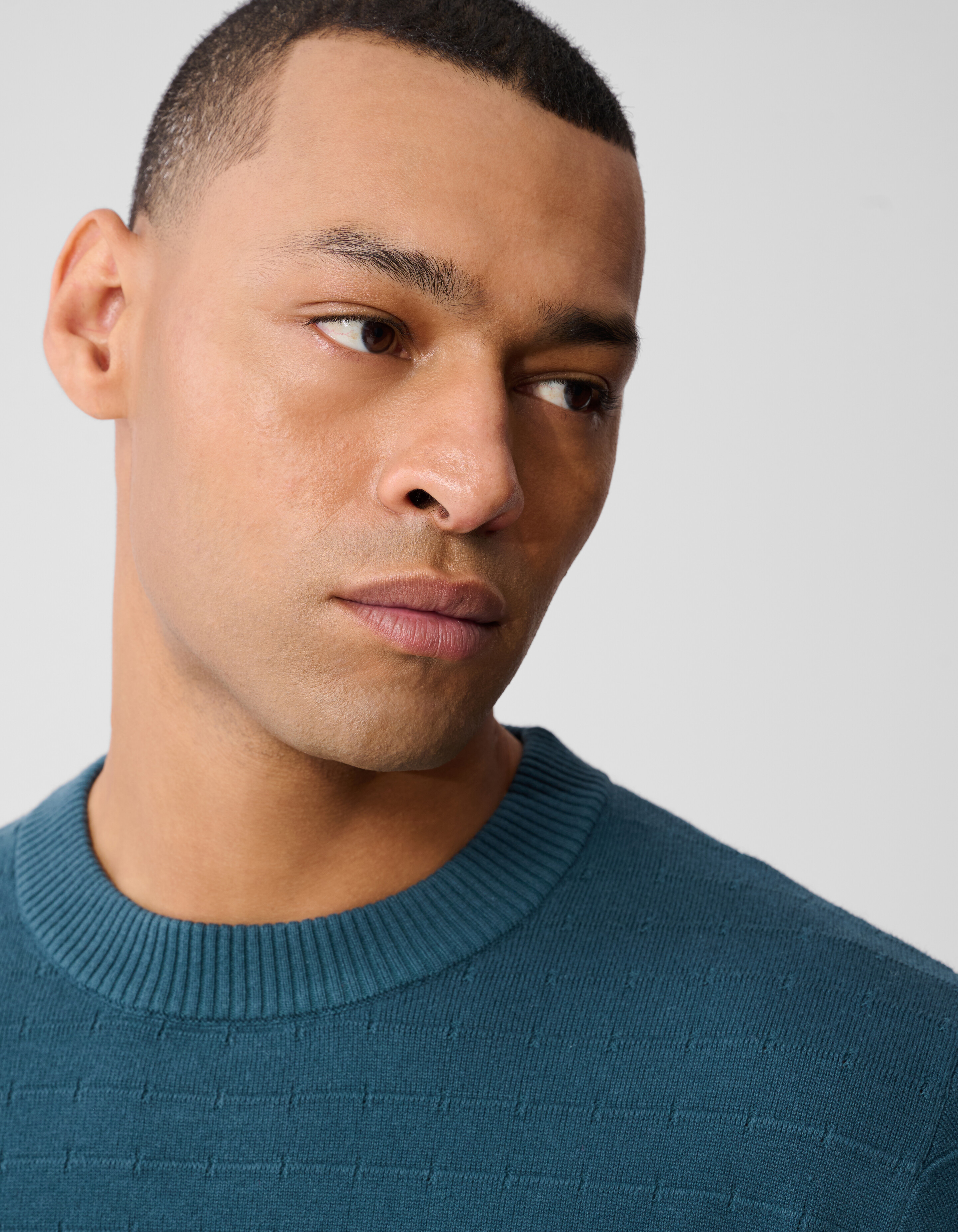 Structuur Gebreide Trui Donkergroen SHOEBY MEN