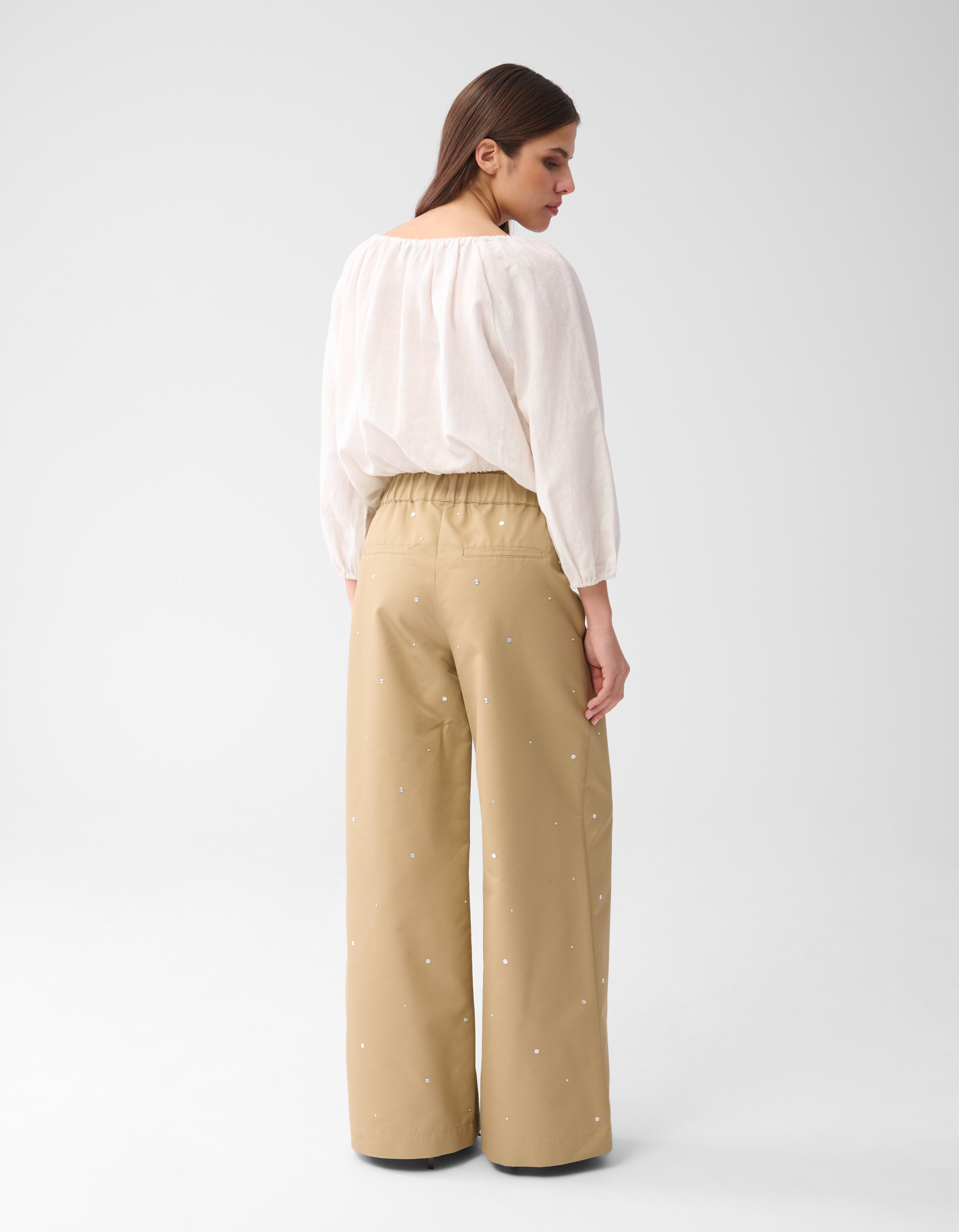 Studs Wide Leg Broek Zand SHOEBY WOMEN