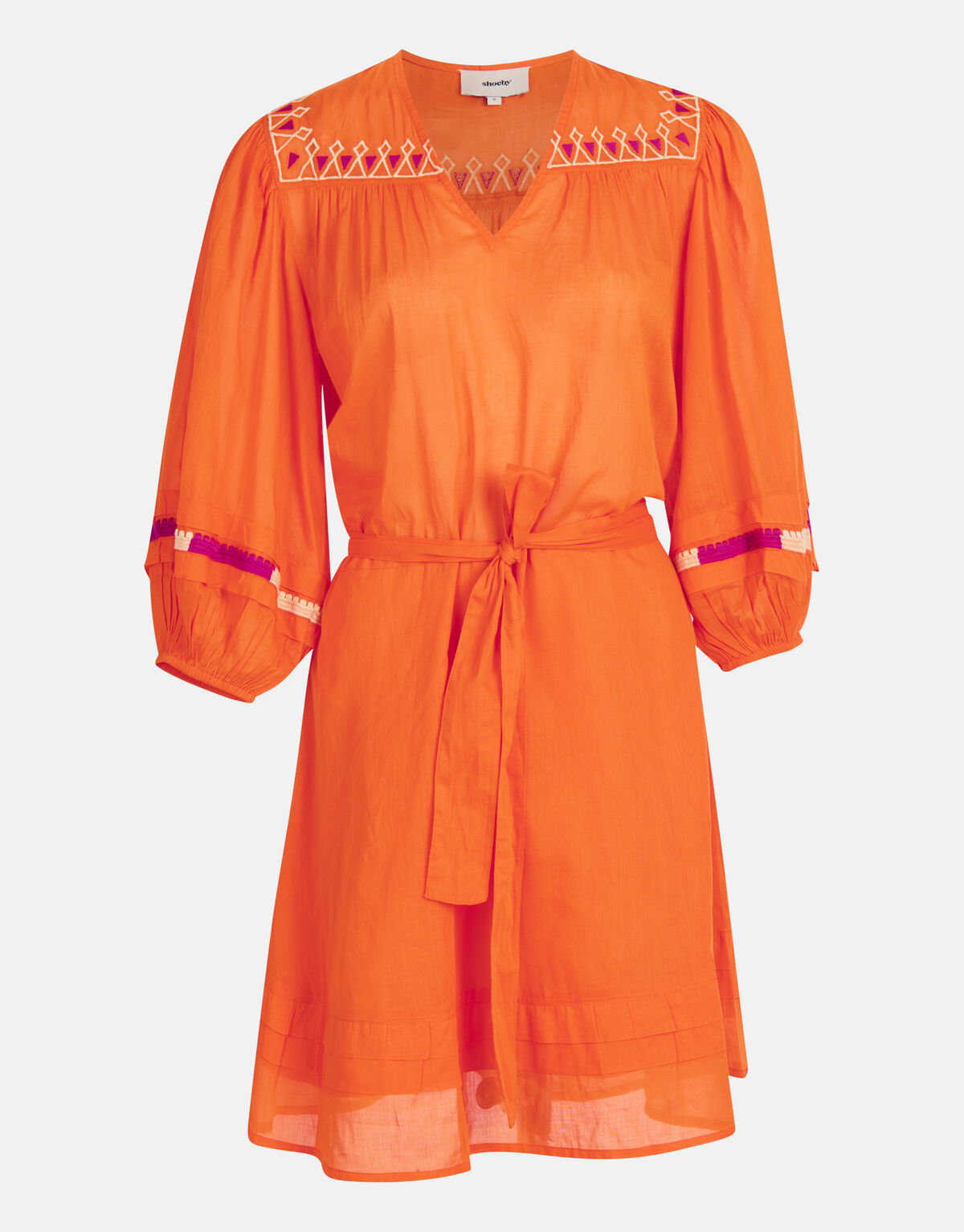 Embroidery Voile Jurk Oranje SHOEBY WOMEN