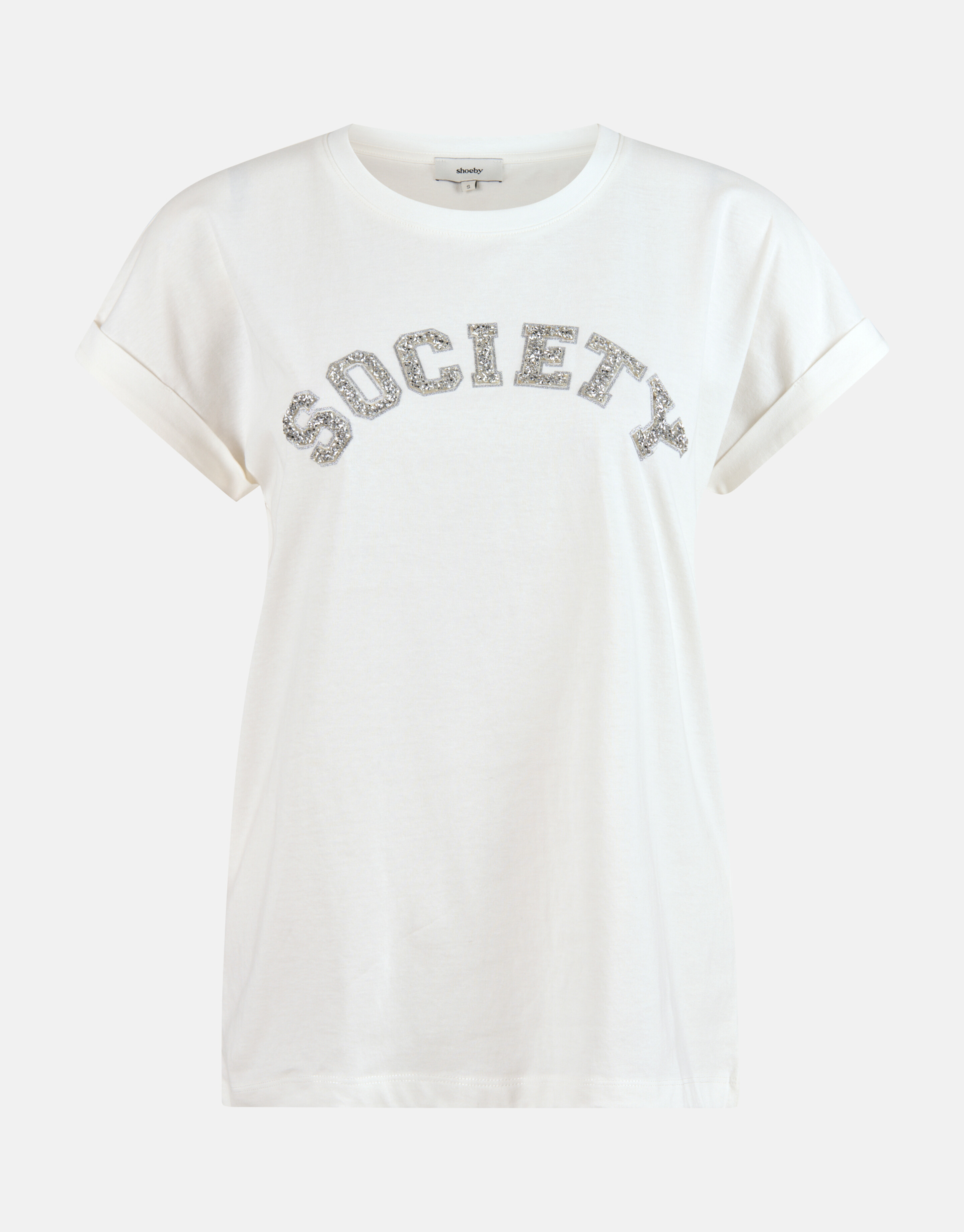 Strass Tekst T-shirt Wit SHOEBY WOMEN