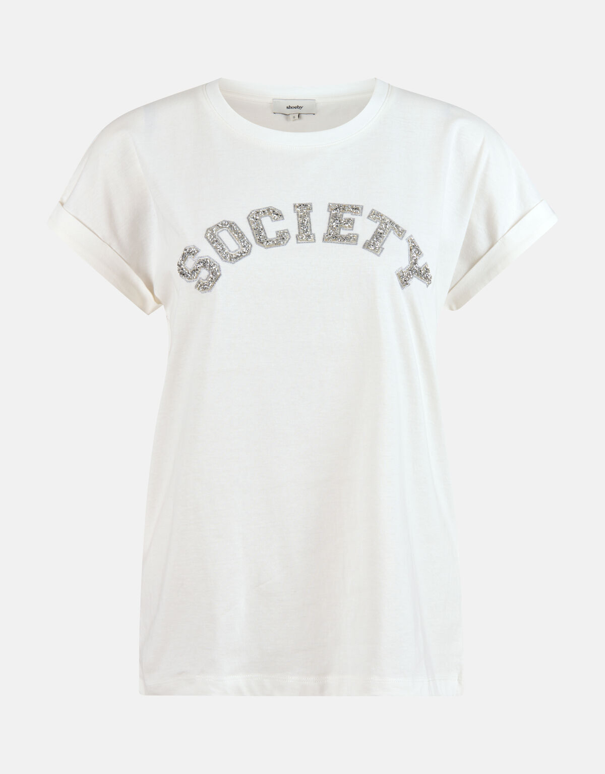 Strass Tekst T-shirt Wit SHOEBY WOMEN