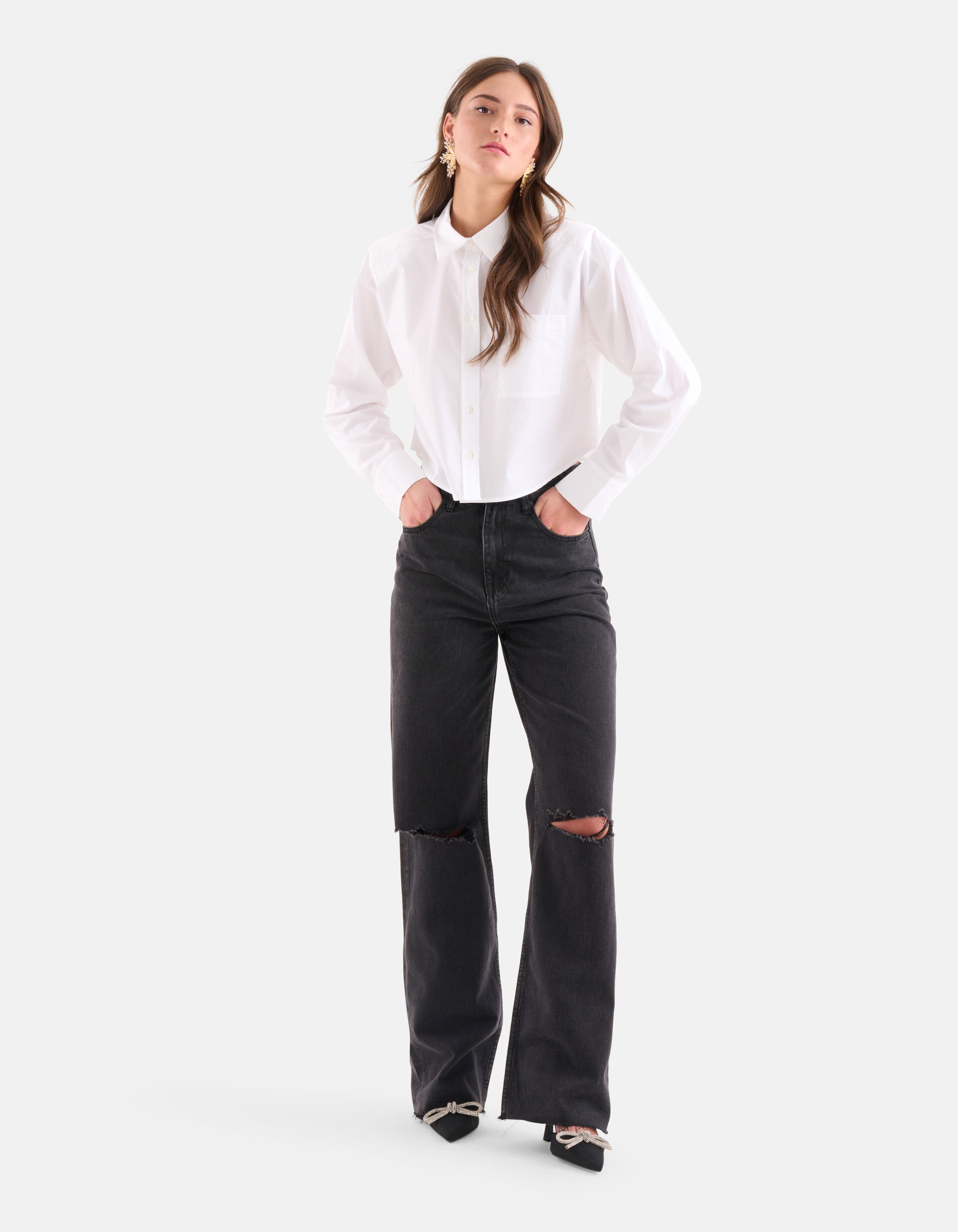 Cropped Blouse Wit SHOEBY WOMEN