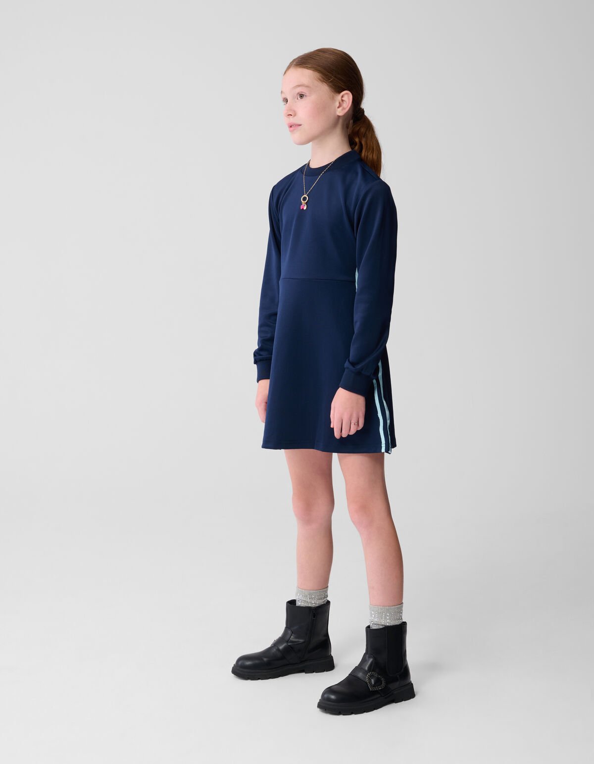 Double Striped Jurk Donkerblauw SHOEBY GIRLS