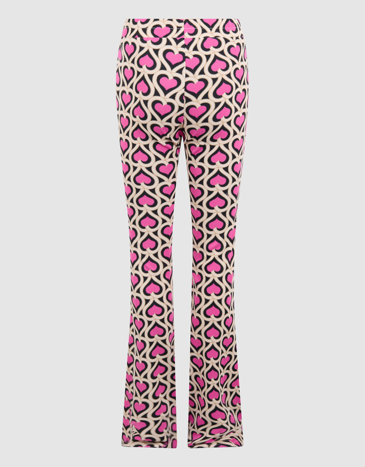Heart Printed Rib Flared Legging Roze SHOEBY GIRLS