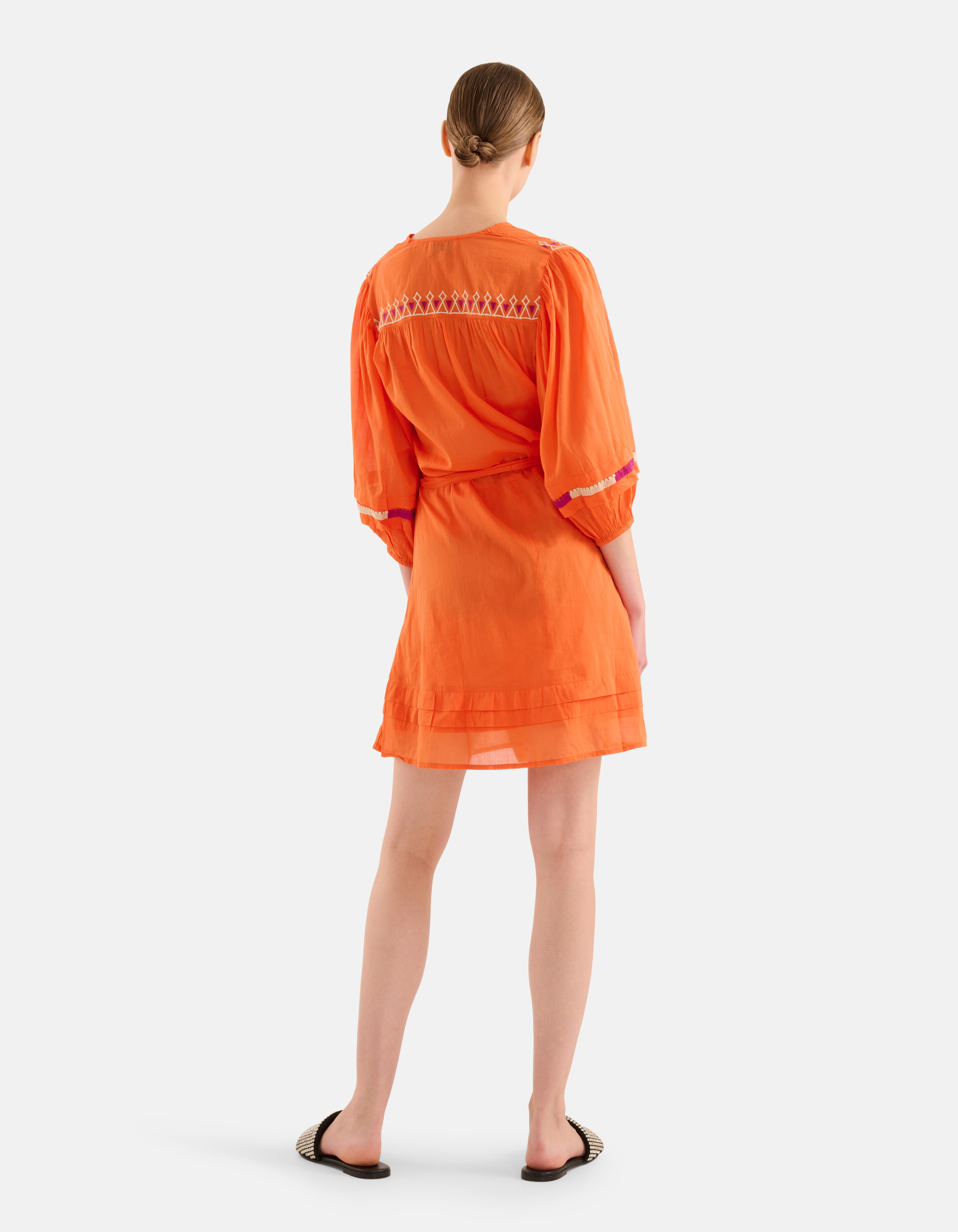 Embroidery Voile Jurk Oranje SHOEBY WOMEN