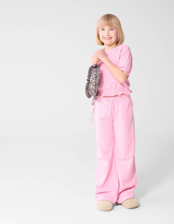 Sweat Wide Leg Fit Broek Lichtroze SHOEBY GIRLS