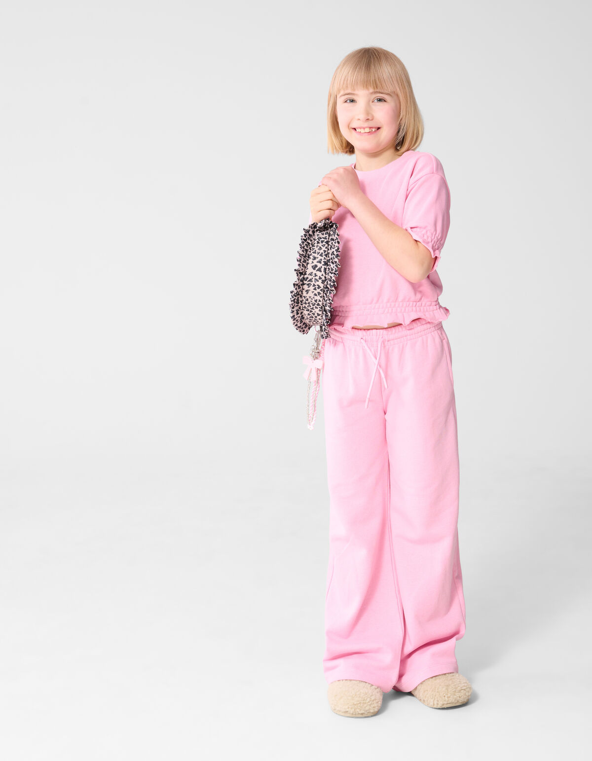 Sweat Wide Leg Fit Broek Lichtroze SHOEBY GIRLS