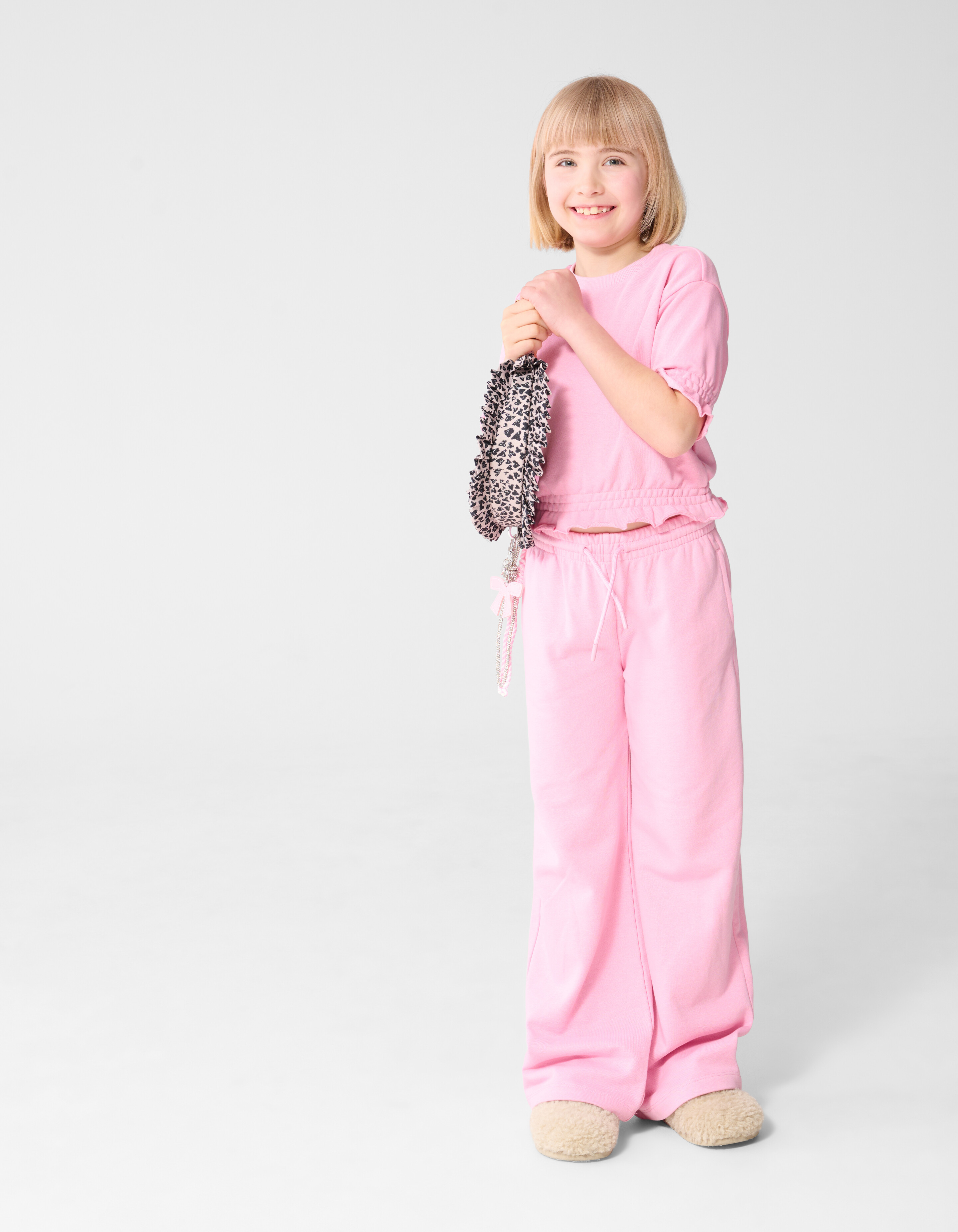 Sweat Wide Leg Fit Broek Lichtroze SHOEBY GIRLS