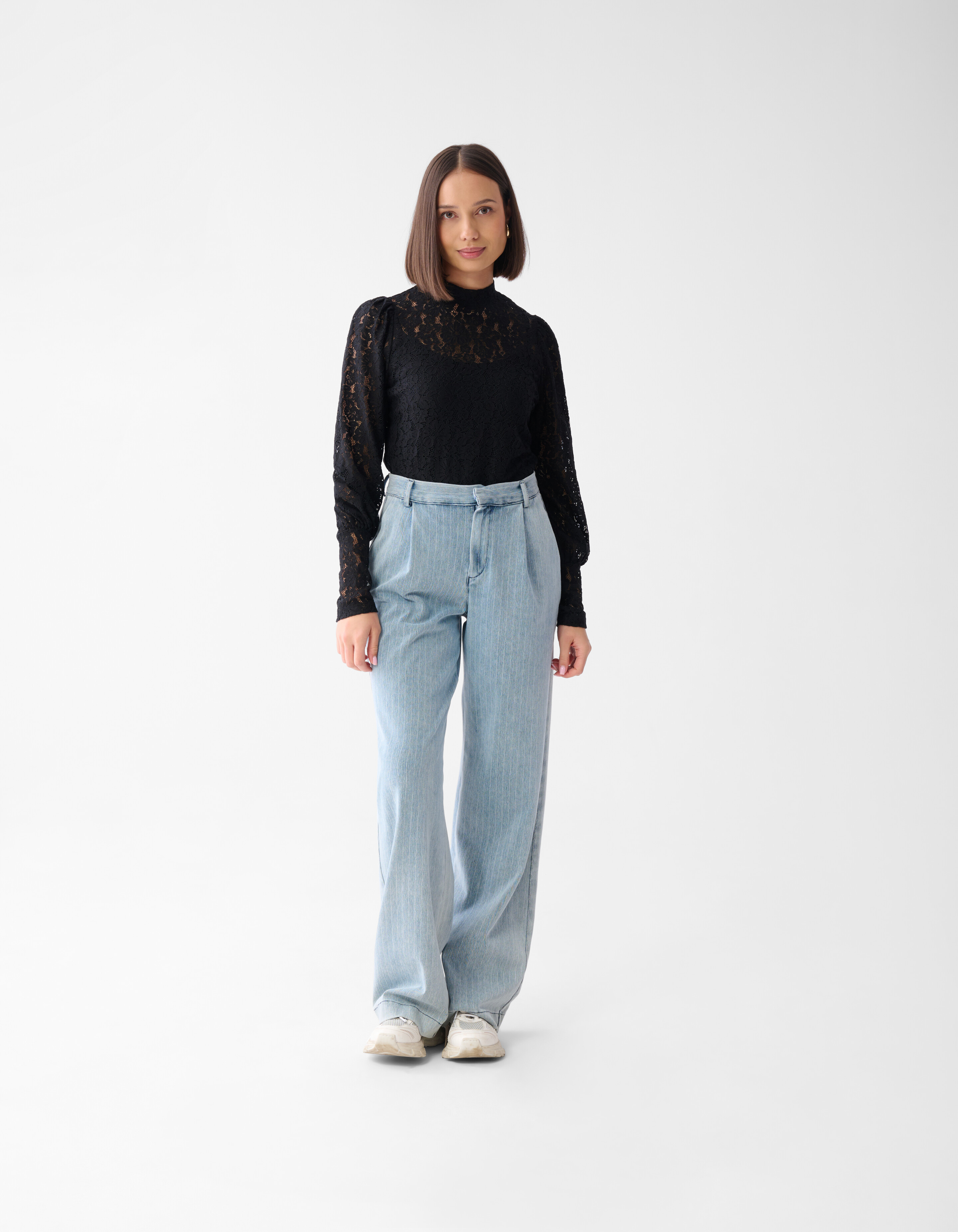 Two Tone Kanten Top Zwart SHOEBY WOMEN