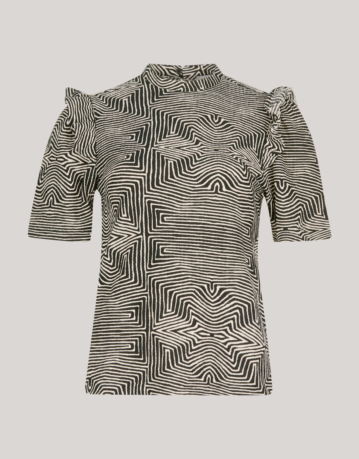 Crinkle Ruffle Top Gebroken Wit/Zwart SHOEBY WOMEN