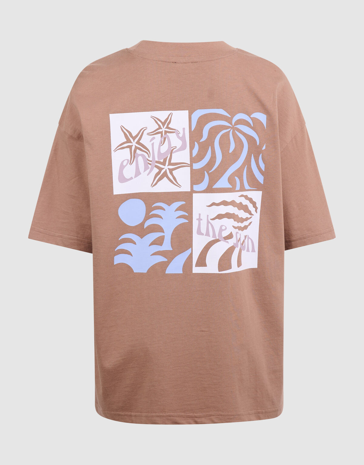 Oversized Sun Artwork T-shirt Lichtbruin SHOEBY BOYS